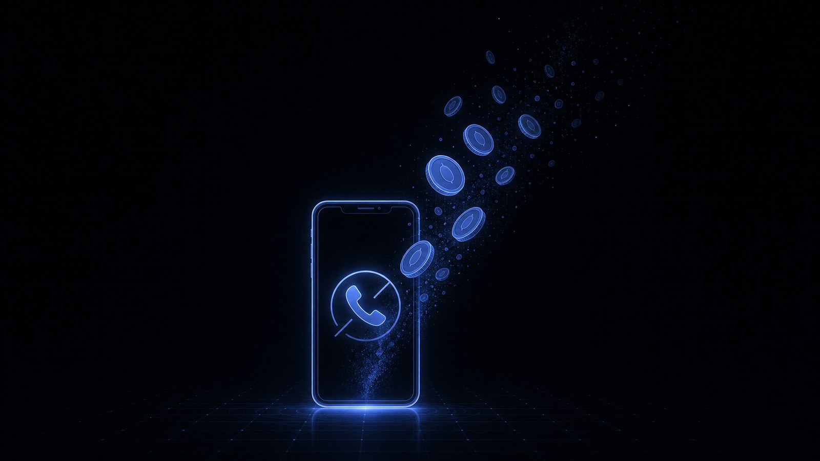 Neon phone with a missed-call icon