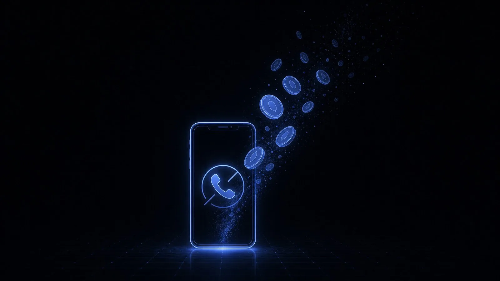 Neon phone with a missed-call icon