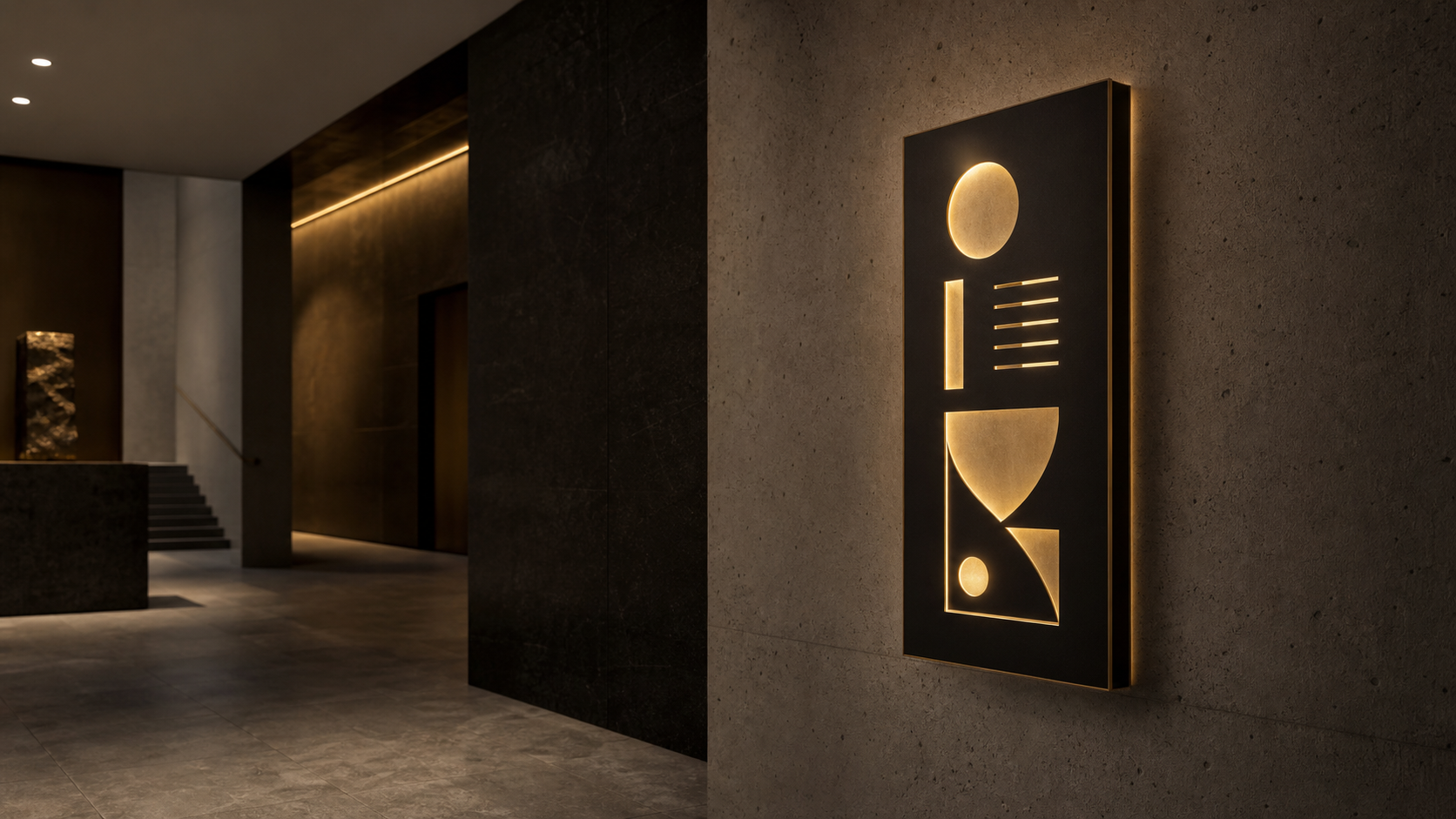 Lumen — cultural museum identity and wayfinding signage system.
